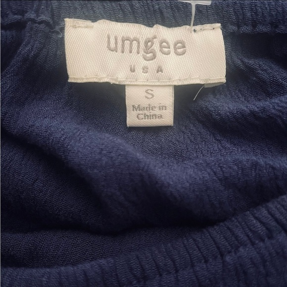 Off Shoulder Navy Blue Minidress Crochet Bell Sleeves School Shower - Picture 3 of 7